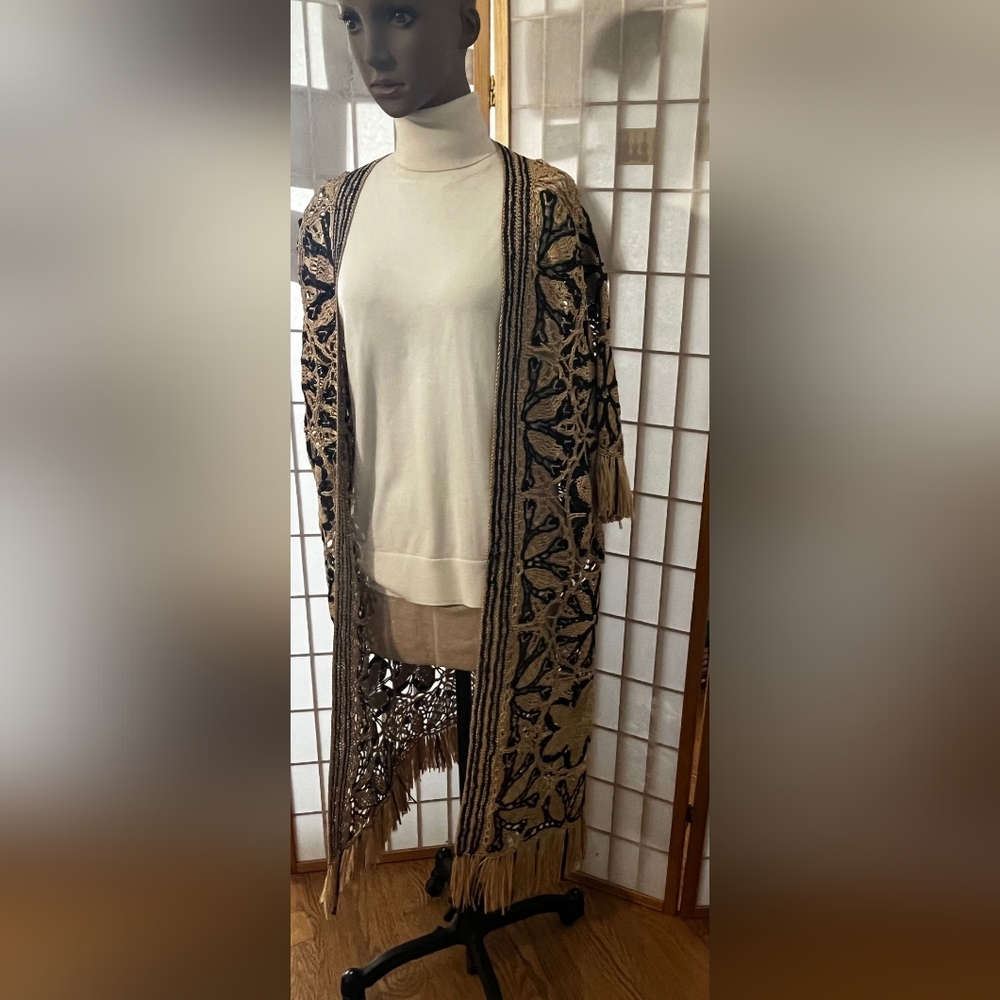 Oscar de la Renta 2020 Open Front Raffia Cardigan - Picture 5 of 13